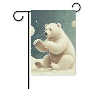 Divertente orso polare che gioca a palla di neve bandiera 30,5 x 45,7 cm poliestere double face bandiere da giardino bandiere di benvenuto banner decorazione esterna per cortile portico prato