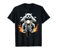 Divertente Orso Polare in Sella a Una Motocicletta Design Polar Bear Lover Maglietta