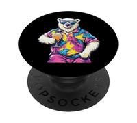 Divertente orso polare vacanze estive PopSockets PopGrip Adesivo