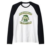 Divertente Palla da Golf con Mascotte My Handicap Is My Attitude Maglia con Maniche Raglan