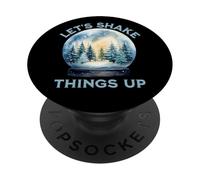 Divertente palla di neve natalizia con scritta "Let's Shake Things Up" PopSockets PopGrip Adesivo