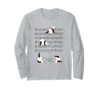 Divertente Panda Bears Musica Yoga Giocare con Le Note Maglia a Manica