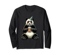 Divertente Panda Festa con Animali Birra e Occhiali da Sole per Compleanno Maglia a Manica