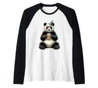 Divertente Panda Festa con Animali Birra e Occhiali da Sole per Compleanno Maglia con Maniche Raglan