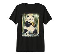 Divertente Panda mangiando Taco Giapponese Ukiyo-e Art Retro Maglietta Premium