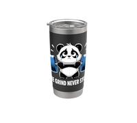 Divertente Panda Triste Sollevamento Palestra Umorismo The Grind Never Stops Bicchiere termico in acciaio inox doppia parete