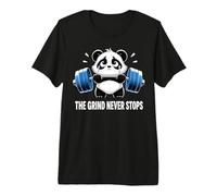 Divertente Panda Triste Sollevamento Palestra Umorismo The Grind Never Stops Maglietta Premium
