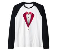 Divertente Papillon da Tuxedo con Cuori Carini Maglia con Maniche Raglan
