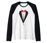 Divertente Papillon da Tuxedo con Cuori Carini Maglia con Maniche Raglan