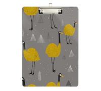 Divertente paradiso emu oro e grigio appunti con cartella impermeabile per classe di quinta elementare essenziale per insegnanti Dimensioni 9 x 12,5 Tabla para escribir con clip