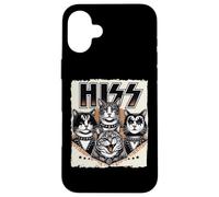 Divertente parodia di gatti della rock band HISS con lettere e gatti miagolanti Custodia per iPhone 16 Plus