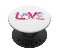 Divertente parola d'amore con cuori e note musicali PopSockets PopGrip Adesivo