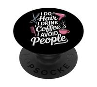 Divertente parrucchiere amante del caffè | Parrucchiere introverso PopSockets PopGrip Adesivo