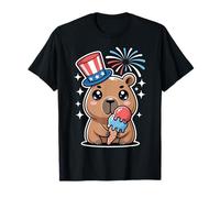 Divertente Patriottico Capibara Quarto Luglio Ice Cream America Maglietta