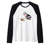 Divertente Pattinatore con Fauna Selvatica Urbana, a Forma di Piccione Maglia con Maniche Raglan