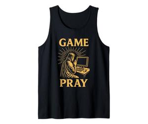 Divertente PC Gamer Gesù Preghiera Meme Retro Videogioco Giochi di Parole Rpg Canotta