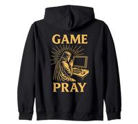 Divertente PC Gamer Gesù Preghiera Meme Retro Videogioco Giochi di Parole Rpg Felpa con Cappuccio