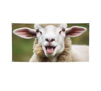 Divertente pecora cattiva lingua carino animale banner segno per esterni interni compleanno sfondo poster decorazioni per feste forniture sfondo foto con occhielli bandiera da parete personalizzata
