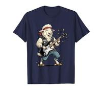 Divertente Pecora Che Suona la Chitarra elettrica Maglietta