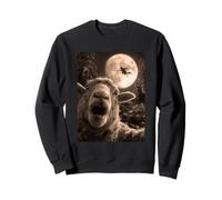 Divertente Pecora Selfie Luna Piena Volare Strega Foresta Halloween Felpa