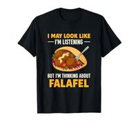 Divertente Pensare a Falafel Foodie Umorismo Vegetariano Vegano Maglietta