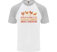Divertente Pensare A Polli Fattoria Contadino Maglietta S/S Baseball