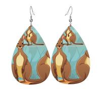 Divertente per Kangaroo Zoo Orecchini da donna a goccia in pelle orecchini pendenti a goccia su entrambi i lati leggeri accessori per orecchie da donna gioielli regalo di compleanno alla moda