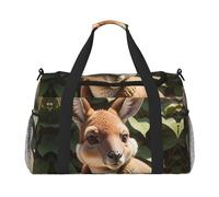 Divertente per Kangaroo Zoo stampa bagaglio a mano per donne uomini borsa a tracolla weekender per yoga viaggio must-have, nero, Taglia unica