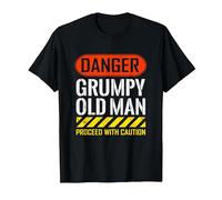 Divertente Pericolo Scontroso, Vecchio Uomo Sarcastico Maglietta, Uomo, Nero, 6XL