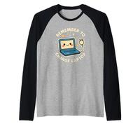 Divertente Personaggio Portatile Remember to Charge Laptop Maglia con Maniche Raglan
