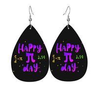 Divertente Pi Day Spiral Pi Math 3.14 Orecchini in ecopelle per le donne Ragazze Teardrop Drop Ciondola Orecchino a foglia leggera