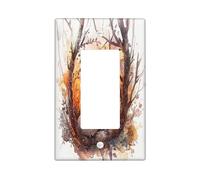 Divertente piastra di copertura decorativa per interruttore della luce a 1 banda a bilanciere singolo, carino acquerello ramo della foresta piastra elettrica per cucina bagno, decorazione con animali