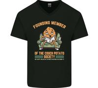 Divertente Pigro Divano Patata Guardando TV & Film Uomo Scollo A V Cotone