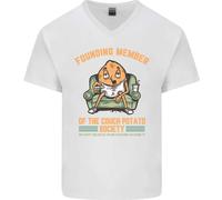 Divertente Pigro Divano Patata Guardando TV & Film Uomo Scollo A V Cotone