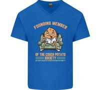 Divertente Pigro Divano Patata Guardando TV & Film Uomo Scollo A V Cotone