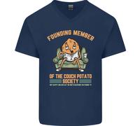 Divertente Pigro Divano Patata Guardando TV & Film Uomo Scollo A V Cotone