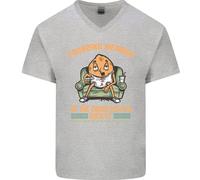 Divertente Pigro Divano Patata Guardando TV & Film Uomo Scollo A V Cotone