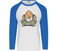 Divertente Pigro Poltrona Patata Che Guarda La TV Uomo L/S Maglietta Baseball