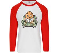 Divertente Pigro Poltrona Patata Che Guarda La TV Uomo L/S Maglietta Baseball