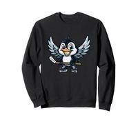 Divertente Pinguino Che Gioca a Hockey su Ghiaccio con Le Ali Felpa