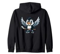 Divertente Pinguino Che Gioca a Hockey su Ghiaccio con Le Ali Felpa con Cappuccio