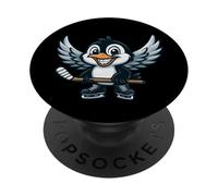 Divertente pinguino che gioca a hockey su ghiaccio con le ali PopSockets PopGrip Adesivo