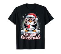 Divertente Pinguino Chillin Attraverso Le Vacanze di Natale Maglietta