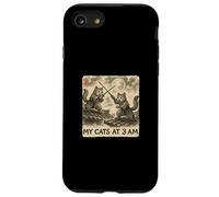 Divertente pittura a inchiostro Sumi-e Kawaii giapponese My Cats alle 3 del mattino Custodia per iPhone SE (2020) / 7/8