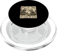 Divertente pittura a inchiostro Sumi-e Kawaii giapponese My Cats alle 3 del mattino PopSockets PopGrip per MagSafe