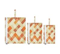 Divertente Plaid Check Arancione 3 Pezzi Imballaggio Borsa Da Viaggio Borse Portatile Per Carry On Bag Per Viaggiare Bagaglio Salvaspazio