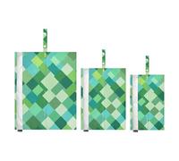 Divertente Plaid Check Turchese Green1 3 Set di Cubi di Imballaggio Da Viaggio Per Valigie Impermeabile Abbigliamento Stoccaggio Per Armadio Borse Da Viaggio Organizzatore di Vestiti