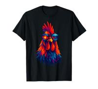 Divertente Pollo colorato con Occhiali da Sole Fattoria Amanti degli Animali Maglietta