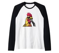 Divertente Pollo in cantare Bar per Gli Amanti del Karaoke Maglia con Maniche Raglan