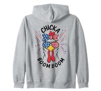 Divertente pollo patriottico Occhiali da sole Tee Chicka Boom Boom USA Felpa con Cappuccio